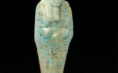 Tall Egyptian Faience Ushabti w/ Hieroglyphs