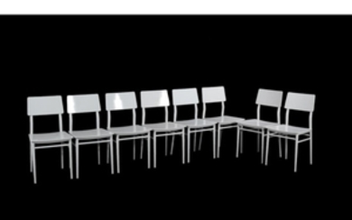 Twenty four wooden dining or kitchen chairs