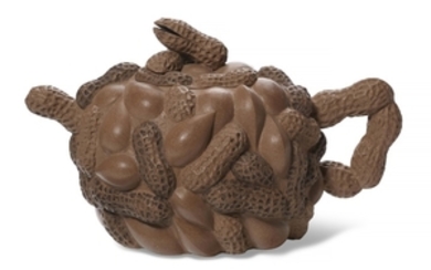 A YIXING TEAPOT AND COVER IN THE FORM OF A CLUSTER OF PEANUTS, 'NUTS', ZHOU DINGFANG (B. 1965)