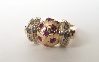 19,2 kt. Gold, Silver - Ring - Diamonds