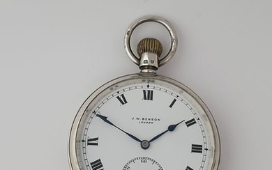 1934 Jubilee Hallmarked J.W. Benson LondonSilver Pocket Watch - Men - 1901-1949
