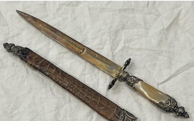 19TH CENTURY ITALIAN STYLE DAGGER WITH SOLID SILVER BLADE, W...