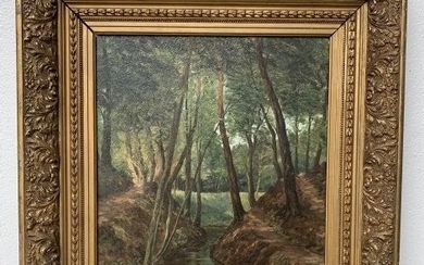 19th-20th C. Landscape Painting-Eugene Rensburg Forest