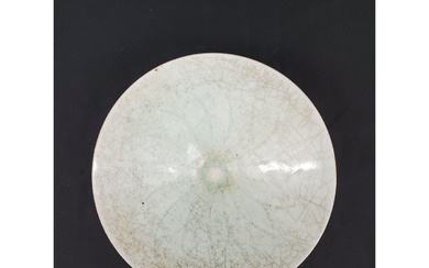 19th C Or Earlier Chinese Crackle Glaze Celadon Ching Pai Bowl Carved Interior
