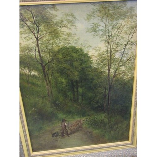 19th CENTURY ENGLISH SCHOOL, oil on canvas "The Shepherd on ...