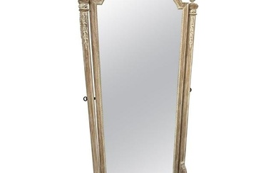 19th Century Cheval, Floor Mirror, Louis XVI, Whitewashed, Standing Mirror