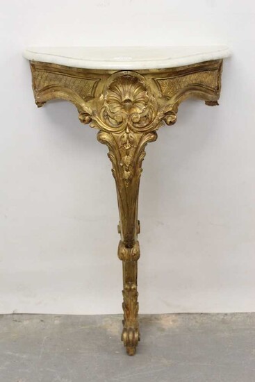 19th century marble top giltwood console table
