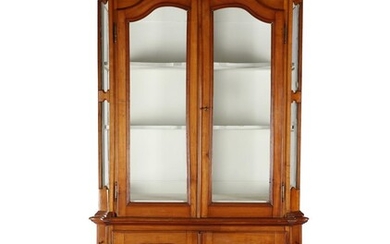 (-), 2-piece cherry wood china cabinet with white...