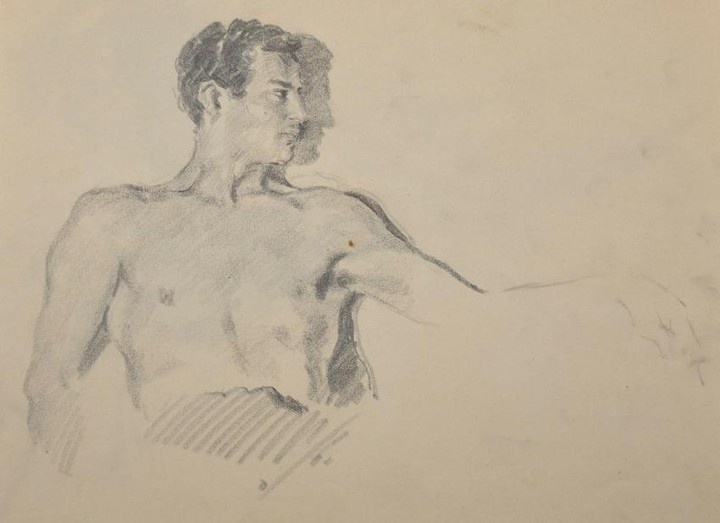 20th Century French School. Study of a Man, Pencil