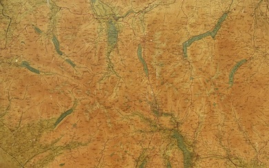 20th Century, print on canvas, Bartholomew's One Inch Map of the Lake District, mounted on wooden