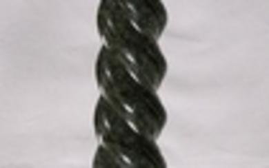 CARVED GREEN MARBLE PEDESTAL 43 DIA 10