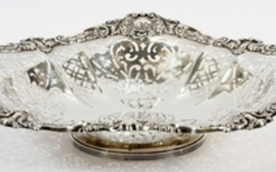 BLACK STAR AND FROST ROCOCO STERLING SILVER PIERCED BASKET 3.75 DIA 15.5 32.40 TOZ