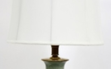 CHINESE CELADON PORCELAIN URN NOW TABLE LAMP 18 35