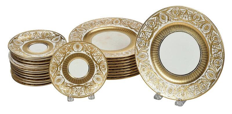 23 Tiffany Minton Gilt Decorated Plates
