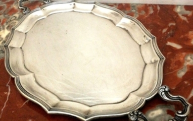 Tray, Elegant Art Deco Curved Tray with Handles (1) - .800 silver - Italy - mid 20th century