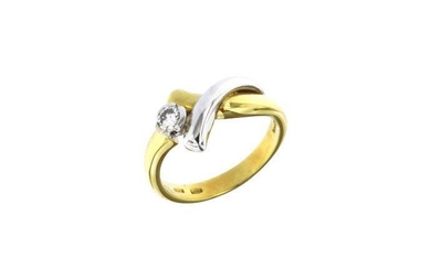 18 kt. White gold, Yellow gold - Ring - 0.20 ct Diamond
