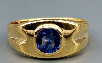 18 kt. Yellow gold - Ring - 1.00 ct Sapphire