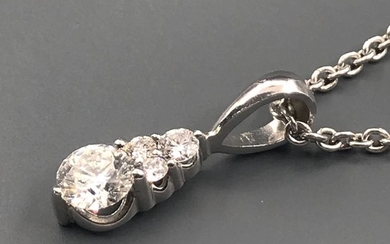 18 kt. White gold - Necklace with pendant - 0.30 ct Diamond - Diamond