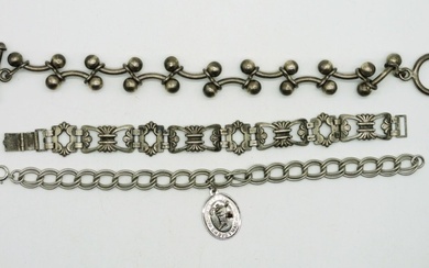 (3) Vintage Sterling Ornate Bracelets