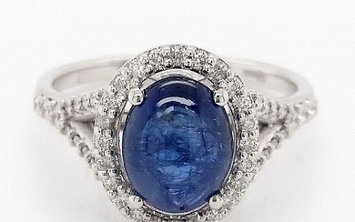 3.01ct Natural Sapphire and Diamonds - 14 kt. White gold - Ring - ***No Reserve Price***