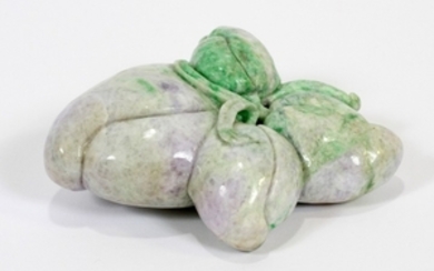 CHINESE GREEN AND LAVENDER JADE FRUIT CARVING 4.5