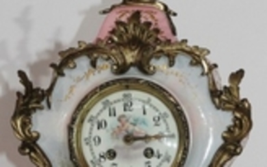 FRENCH HAND PAINTED PORCELAIN MANTEL CLOCK 19
