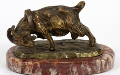 PICARD 1929 1993 BRONZE GOAT SIGNED ROUGE MARBLE BASE 3.5 5.5