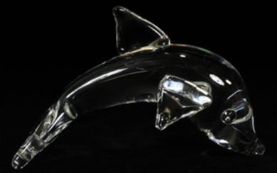 STEUBEN GLASS BOTTLE NOSE DOLPHIN SIGNED 3