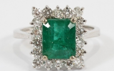 3.01CT NATURAL EMERALD .84CT DIAMOND G VS 14KT GOLD RING SIZE 6.5 T.W. 4.7 GR