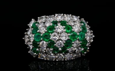 3.25ctw VS2-SI1/G-H Diamond, 1.50ctw Emerald 18K Ring