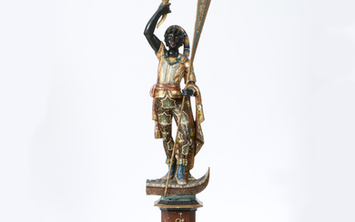 3361419. A 19TH CENTURY VENETIAN CARVED WOODEN BLACKAMOOR FLOOR STANDING LAMP.
