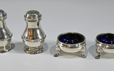 4 Edwardian Sterling Shakers and Open Salts