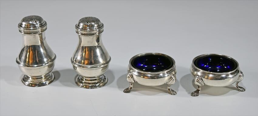 4 Edwardian Sterling Shakers and Open Salts