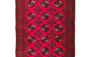 4 x 6 Strong Red Turkoman Afghan Bokhara Rug