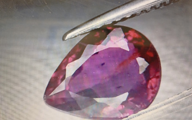 40$---2.57ct 10x7.6mm Pear Natural Unheated Pinkish Purple Tourmaline, Mozambique