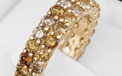 4.20 Double Eternity Fancy Diamonds Band - 14 kt. Yellow gold - Ring - NO RESERVE