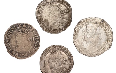 4x Charles I Coins, comprising; shilling, 5.83g, mm. triangle, large...