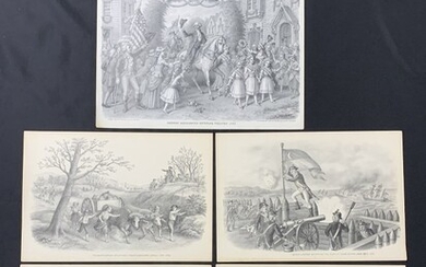 5 Kurz & Allison Lithograph Circa 1907 Revolutionary War Scene
