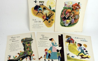 5 VINTAGE CHILDREN'S POSTERS DALE MAXEY 1950S