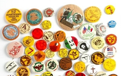 50 Vintage Mexican American Cause Buttons