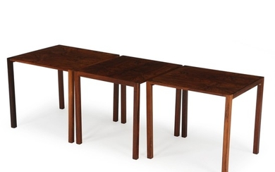 Eskild Pontoppidan, M. Ryder: Set of three stacking tables of Brazilian rosewood with “butterfly” joints at corners. (3)