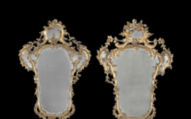 A pair of giltwood mirrors. 18th century (cm 110x64) (defects and losses)