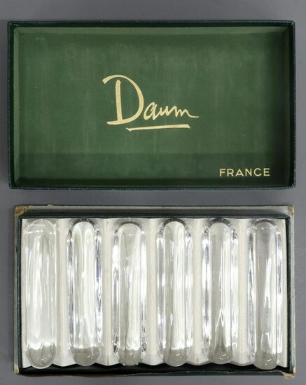 (6) FRENCH DAUM CRYSTAL KNIFE RESTS IN BOX