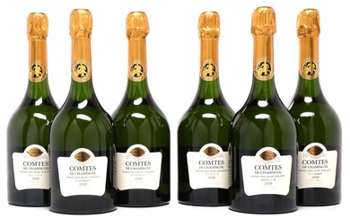 6 bts. Champagne Blanc de Blancs “Comtes de Champagne”, Taittinger 2008 A...