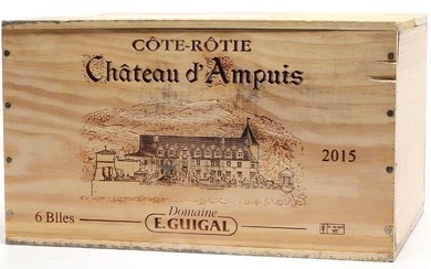 6 bts. Cote-Rôtie, Château d'Ampuis, Guigal 2015 A (hf/in). Owc.