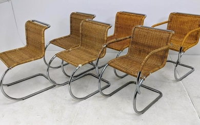 6 pcs MARCEL BREUER Chairs. Two arm chairs and four sid
