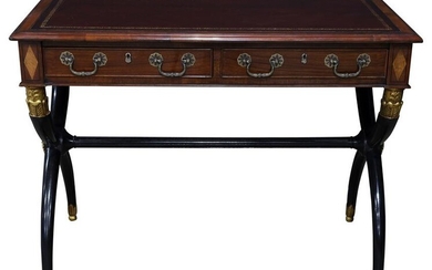 A Regency style partial gilt mahogany writing desk