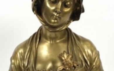 EUGENE LAURENT FRENCH 1832 1898 BRONZE SCULPTURE 19 BUST OF YOUNG GIRL