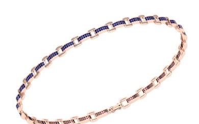 6.50 Ctw SI2/I1 Blue Sapphire And Diamond 14K Rose Gold Bracelet