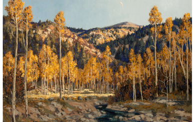 Fremont F. Ellis (1897-1985), Fall Aspens in Hyde Park National Park (1925)